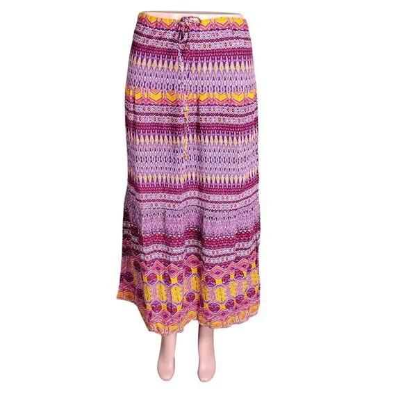 Mossimo Supply Co. Maxi Boho Skirt Size Small Pink and Orange Tones Aztec Print - Picture 2 of 10